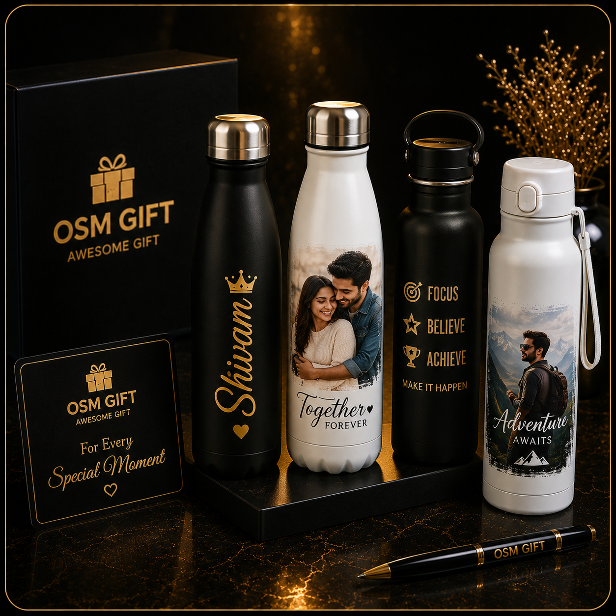 Premium Bottles and Pens