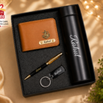 Tan colour wallet With pen and temperature bottle combo