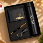 Black colour wallet With pen and temperature bottle combo
