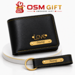 Black personalised wallet And key ring combo