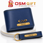 Blue colour Personalised l Wallet and key ring combo
