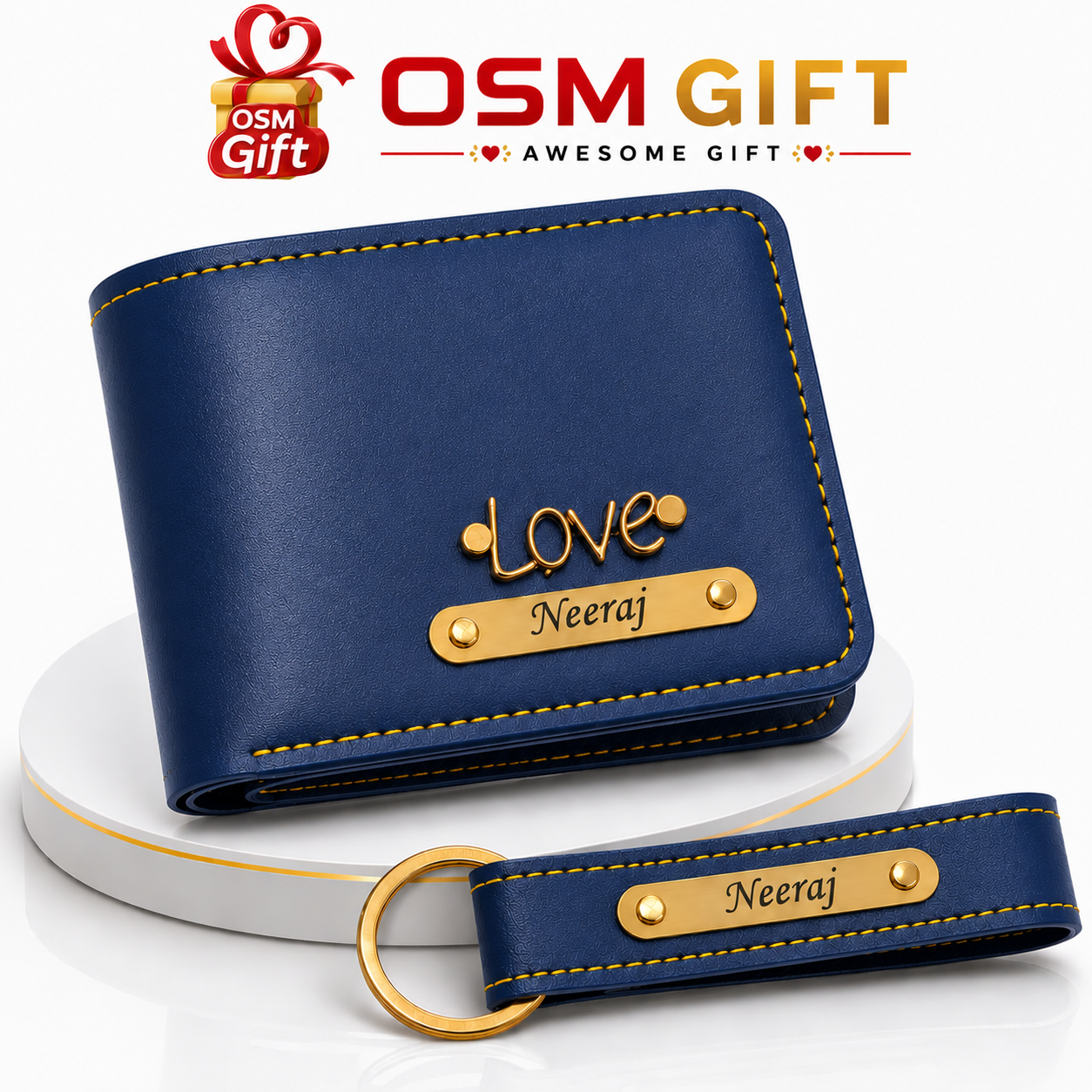 Blue colour Personalised l Wallet and key ring combo