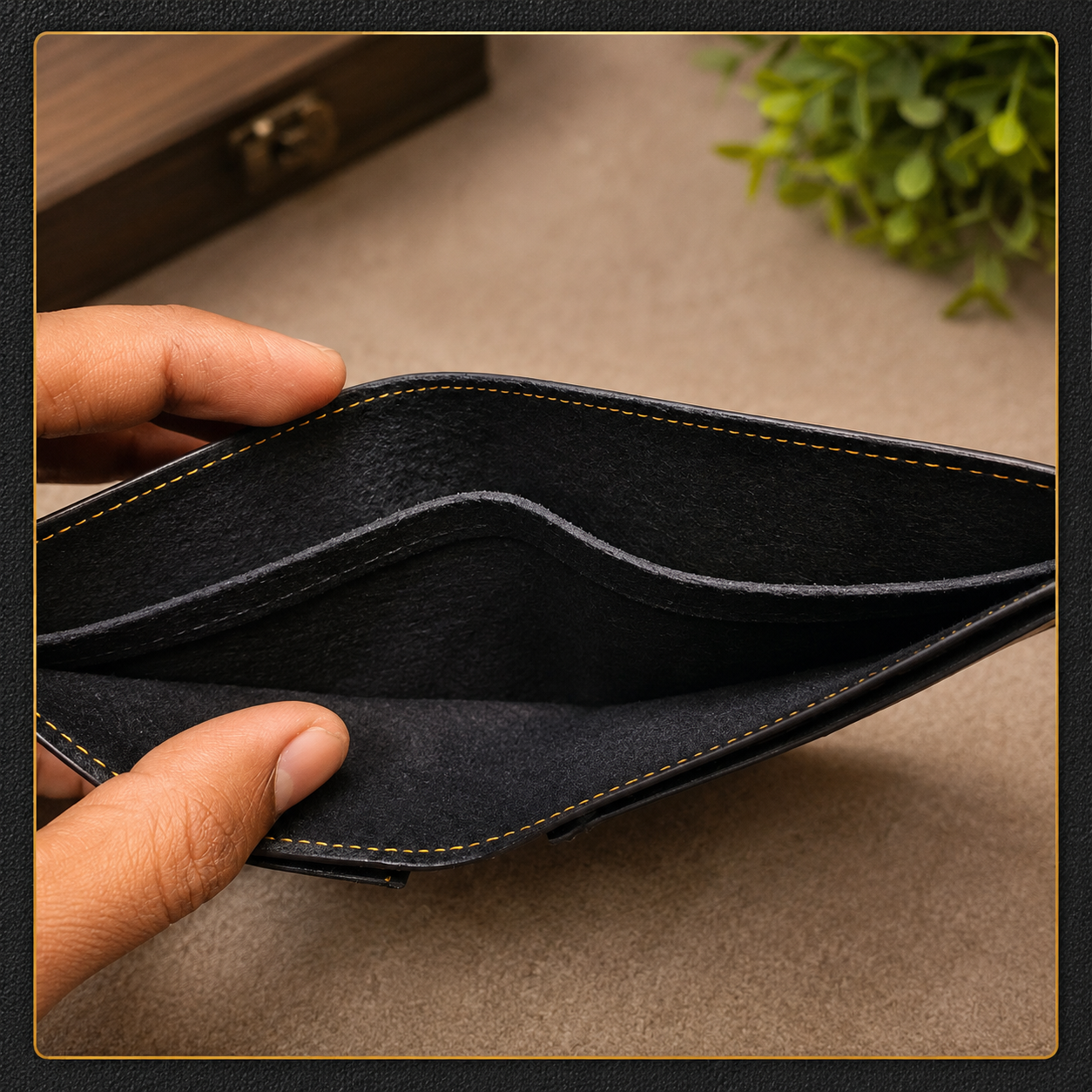 Personalized Brown Wallet & Keychain Gift Set with Custom Name Engraving