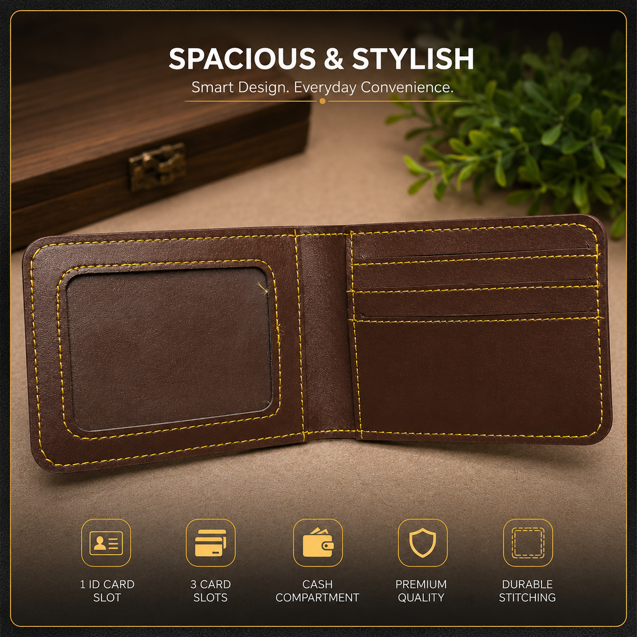 Personalized Brown Wallet & Keychain Gift Set with Custom Name Engraving