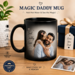 Black Magic Daddy Mug with Personalized Photo and Happy Father's Day Design Heat Reveal Mug Gift for Dad.