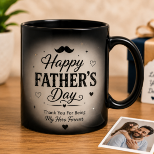 Black Magic Daddy Mug with Personalized Photo and Happy Father's Day Design Heat Reveal Mug Gift for Dad.