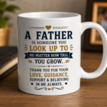 White Father's Day coffee mug with inspirational father quote design, premium ceramic gift mug for dad by OSM Gift