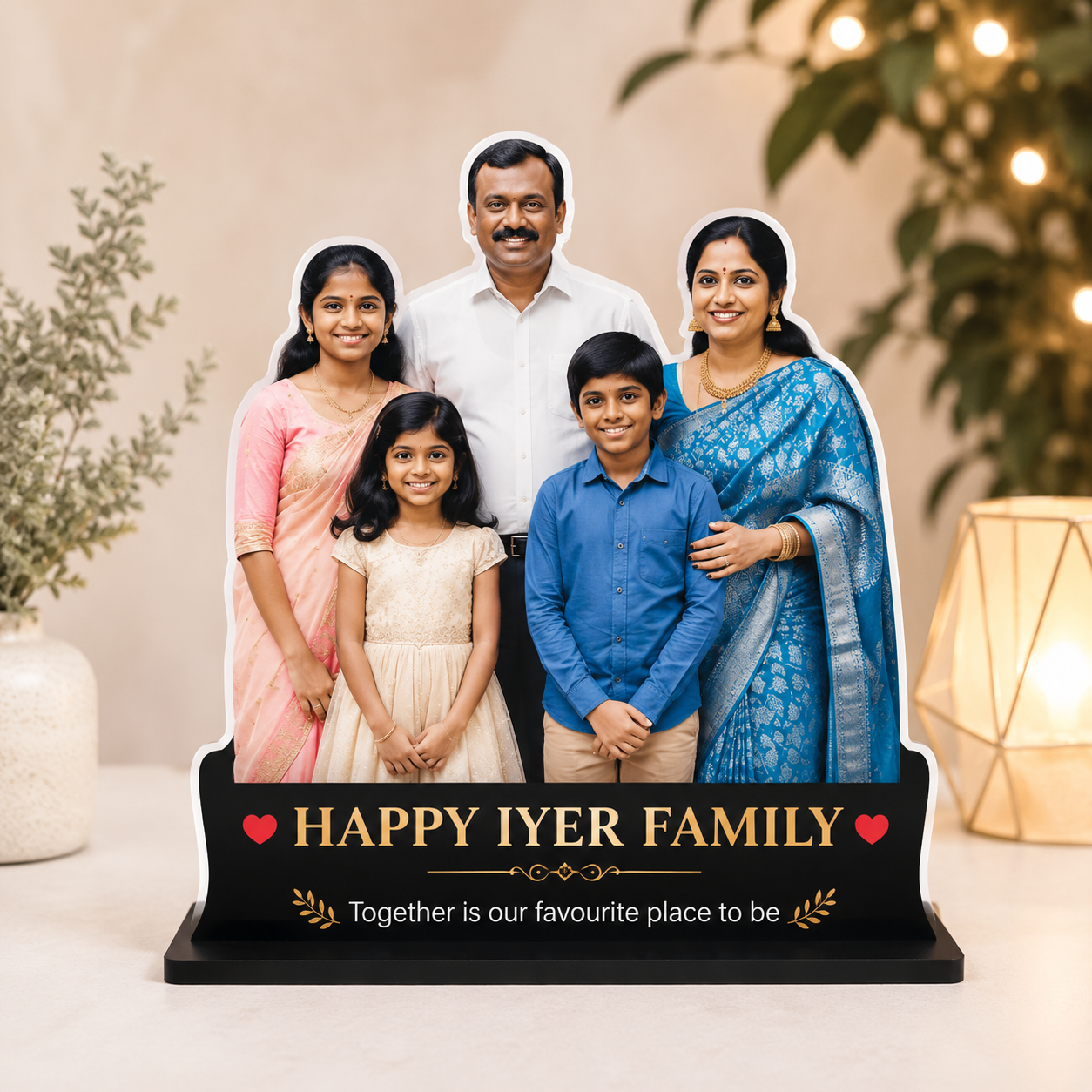 Customized MDF photo cutout with family photo for home decor and personalized gifting, 8x11 inch